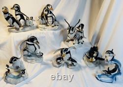 8 Cute Franklin Mint Penguins 1987-1982 Adorable Holiday Antics Abound