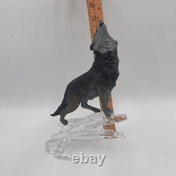 ALASKAN WOLF Porcelain Figurine Crystal Glacier Artist McMonigle FRANKLIN MINT