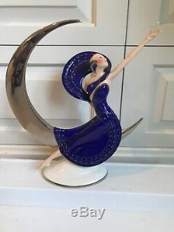 Amazing Franklin Mint Moonlight in Platinum Art Deco Porcelain Figurine NIB