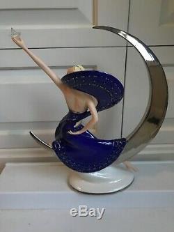 Amazing Franklin Mint Moonlight in Platinum Art Deco Porcelain Figurine NIB