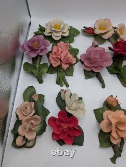 Antique Franklin Mint The 12 Months of Roses Porcelain Sculpture Collection