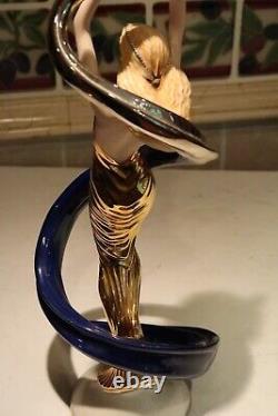 Art Deco Franklin Mint GALAXY IN GOLD Statue Fine Porcelain 14 Figurine
