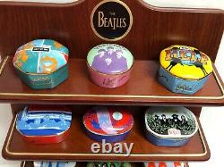 BEATLES Franklin Mint Complete Set 1992 Porcelain 22K Music Box with Display Shelf