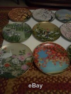 BIRDS And FLOWERS Of The ORIENT Franklin Mint SET 12 Asian porcelain ART PLATES