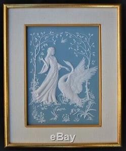 Beautiful Fantasy Leda & the Swan Parian Porcelain Framed Plaque Franklin Mint