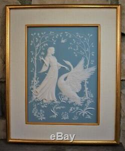 Beautiful Fantasy Leda & the Swan Parian Porcelain Framed Plaque Franklin Mint