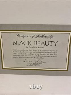 Black Beauty horse figurine Franklin Mint porcelain Pamela Du Boulay. COA Includ