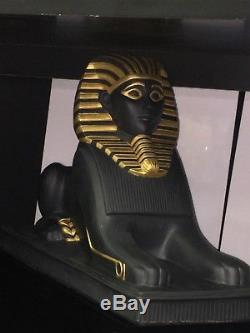 Black Porcelain Sphinx Statue With 24KT. Gold Trim-by Franklin Mint