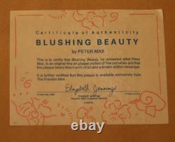 Blushing Beauty by Peter Max Franklin Mint Porcelain Plaque With COA, Framed