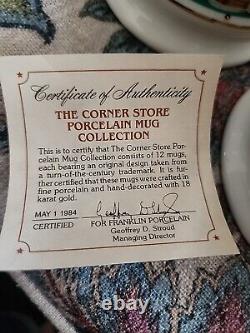 COMPLETE The Corner Store Collection 25 Franklin Mint Mugs with C. O. A