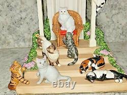 Carol Lawson THE QUEEN and HER COURT Figurine 9 Cats in a Gazebo Franklin Mint