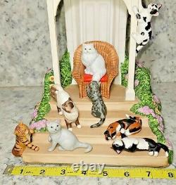 Carol Lawson THE QUEEN and HER COURT Figurine 9 Cats in a Gazebo Franklin Mint