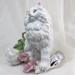 Cat Figurine Persian Franklin Porcelain Large Vintage 1992