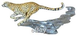 Cats of the World by Franklin Mint Porcelain Cheetah Figurine on Crystal Base