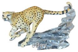 Cats of the World by Franklin Mint Porcelain Cheetah Figurine on Crystal Base