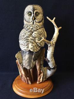 Chouette porcelaine fine peinte main The great grey owl The Franklin Mint