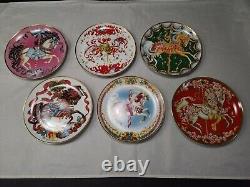 Christmas Horse Plates Set of 6 Franklin Mint Vintage Maureen Drdak-Jensen