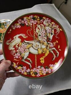 Christmas Horse Plates Set of 6 Franklin Mint Vintage Maureen Drdak-Jensen