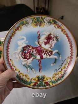 Christmas Horse Plates Set of 6 Franklin Mint Vintage Maureen Drdak-Jensen