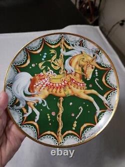 Christmas Horse Plates Set of 6 Franklin Mint Vintage Maureen Drdak-Jensen
