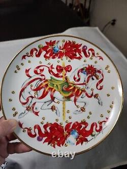 Christmas Horse Plates Set of 6 Franklin Mint Vintage Maureen Drdak-Jensen