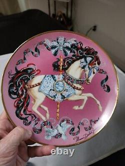 Christmas Horse Plates Set of 6 Franklin Mint Vintage Maureen Drdak-Jensen