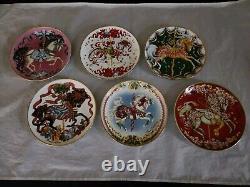 Christmas Horse Plates Set of 6 Franklin Mint Vintage Maureen Drdak-Jensen