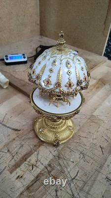 DEFECTIVE VTG Franklin Mint Faberge Egg Imperial Carousel Gold Swarovski G3D
