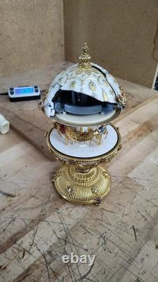 DEFECTIVE VTG Franklin Mint Faberge Egg Imperial Carousel Gold Swarovski G3D