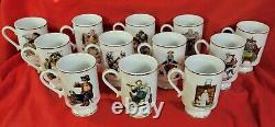 Danbury Mint 12 Norman Rockwell Porcelain Mugs Coffee Cups Complete Set
