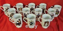 Danbury Mint 12 Norman Rockwell Porcelain Mugs Coffee Cups Complete Set