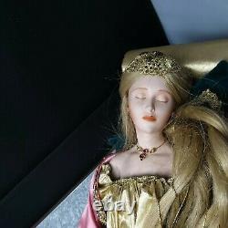 Danbury Mint Sleeping Beauty Porcelain Doll with COA and Chaise Lounge SHIP INCL