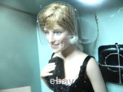 Diana Princess Of Sophistication Porcelain Doll Black Sequin Gown Franklin Mint