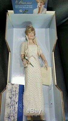 Diana Princess of Wales Portrait Porcelain Doll Franklin Mint 1998 Open Box