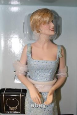 Diana, Princess of Wales doll in short blue dress by Franklin Mint