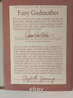 Disney Cinderella 1950 Movie Fairy Godmother Franklin Mint Porcelain Doll 1992