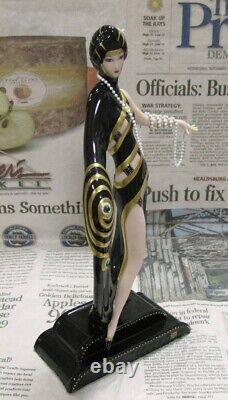 ERTE Pearls & Emeralds FRANKLIN MINT Art Deco Handpaint Porcelain Figurine