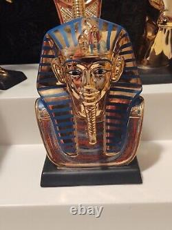 Egyptian Gold Franklin Mint 1989 Tutankhamun Pharaoh Lot of 11 Figurines withBoxes