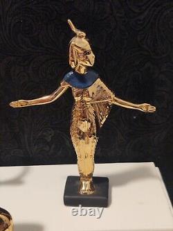 Egyptian Gold Franklin Mint 1989 Tutankhamun Pharaoh Lot of 11 Figurines withBoxes