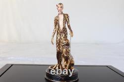 Erte Franklin Mint porcelain figurine lady with Ocelot Leopard Limited Edition