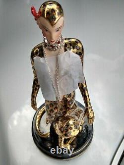 Erte LEOPARD Art Deco Limited Edition Porcelain Figurine 24K Paint