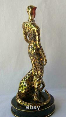 Erte LEOPARD Art Deco Limited Edition Porcelain Figurine 24K Paint