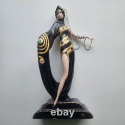 Erte Statue, Pearls & Emeralds by The Franklin Mint, L. E. # 3647, Hand Painted