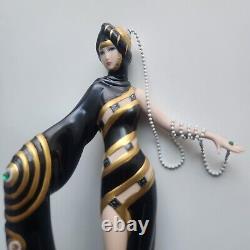 Erte Statue, Pearls & Emeralds by The Franklin Mint, L. E. # 3647, Hand Painted