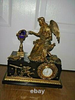 Exquisite Franklin Mint Angel of the New Age Porcelain & Gilt Mantle Clock RARE