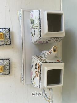 FRANKLIN MINT BIRDS FLOWERS Of The ORIENT Tea Pot Set CREAMER & SUGAR Tray