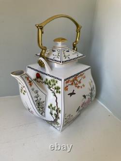 FRANKLIN MINT BIRDS FLOWERS Of The ORIENT Tea Pot Set CREAMER & SUGAR Tray
