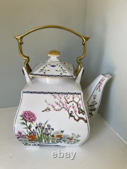 FRANKLIN MINT BIRDS FLOWERS Of The ORIENT Tea Pot Set CREAMER & SUGAR Tray