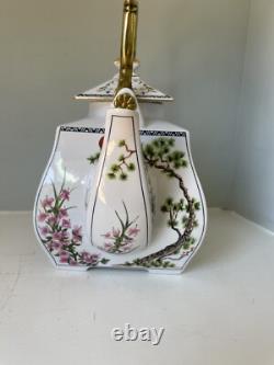 FRANKLIN MINT BIRDS FLOWERS Of The ORIENT Tea Pot Set CREAMER & SUGAR Tray