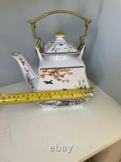 FRANKLIN MINT BIRDS FLOWERS Of The ORIENT Tea Pot Set CREAMER & SUGAR Tray